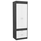 Armario Lisboa con puertas dobles, 2 cajones y barra para colgar