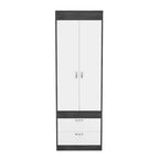 Armario Lisboa con puertas dobles, 2 cajones y barra para colgar