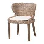 Silla de comedor de ratán y madera de caoba - Gris