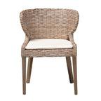 Silla de comedor de ratán y madera de caoba - Gris