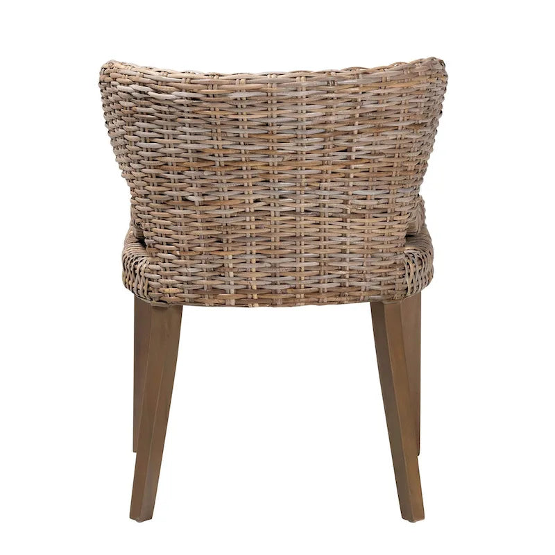 Silla de comedor de ratán y madera de caoba - Gris