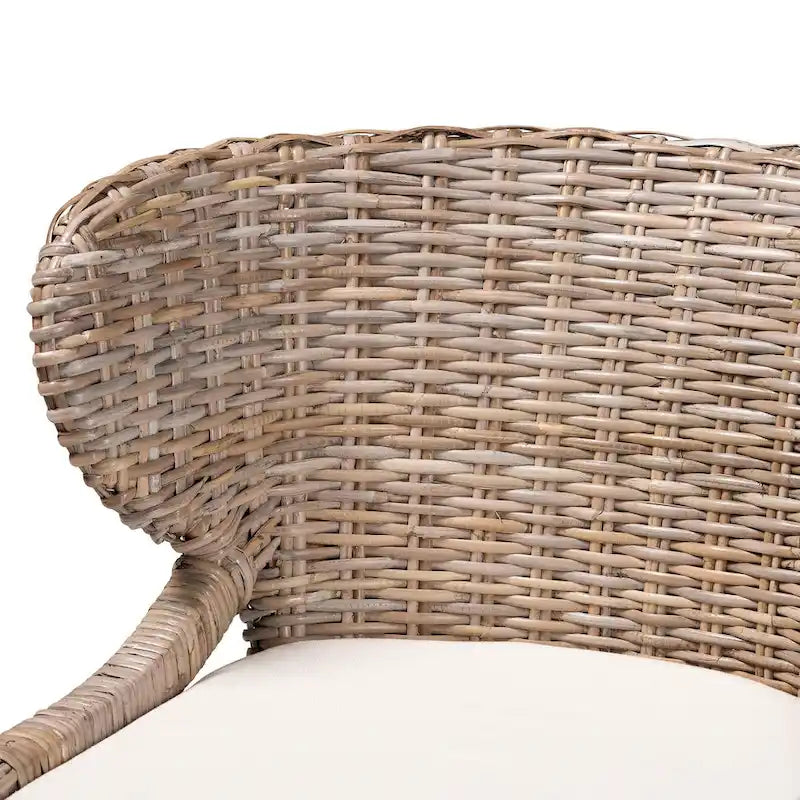 Silla de comedor de ratán y madera de caoba - Gris