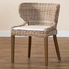 Silla de comedor de ratán y madera de caoba - Gris