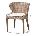 Silla de comedor de ratán y madera de caoba - Gris