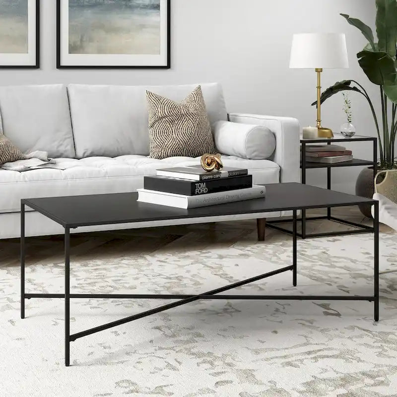 Mesa de centro geométrica con tablero de vidrio templado