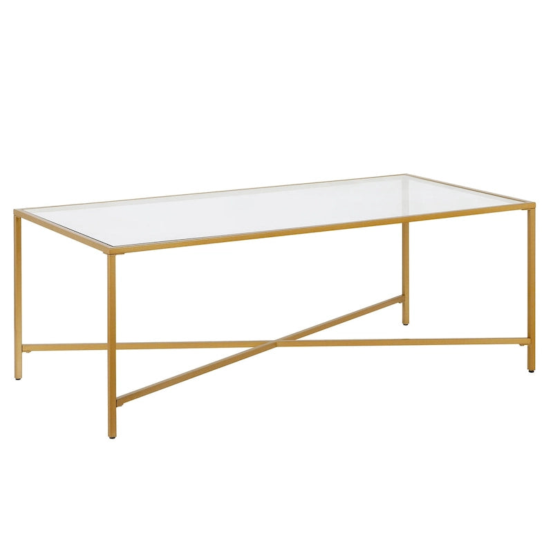 Mesa de centro geométrica con tablero de vidrio templado