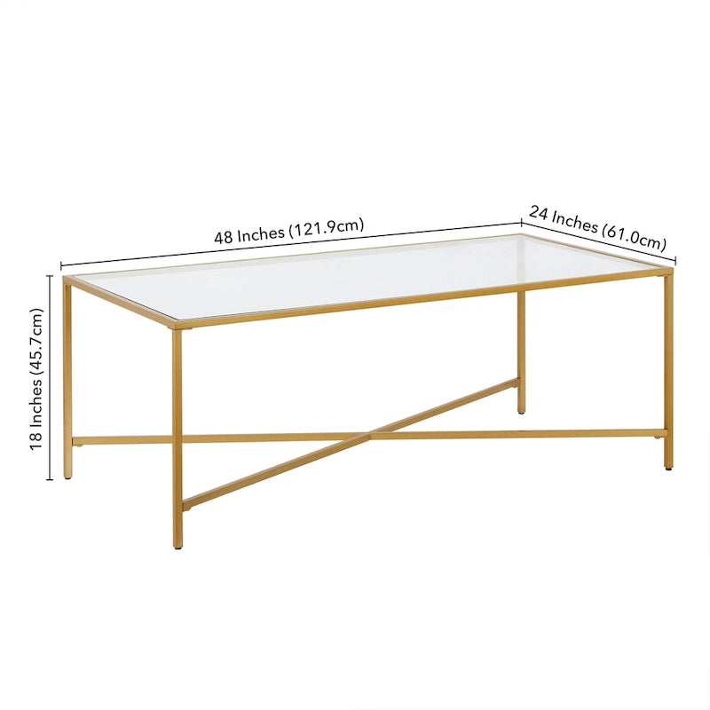 Mesa de centro geométrica con tablero de vidrio templado