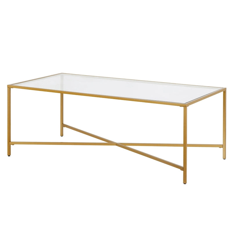 Mesa de centro geométrica con tablero de vidrio templado
