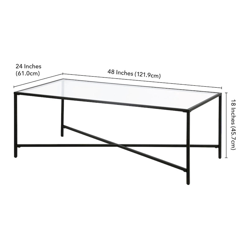Mesa de centro geométrica con tablero de vidrio templado