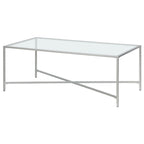 Mesa de centro geométrica con tablero de vidrio templado