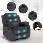 Sillón reclinable tapizado con vibración y calefacción