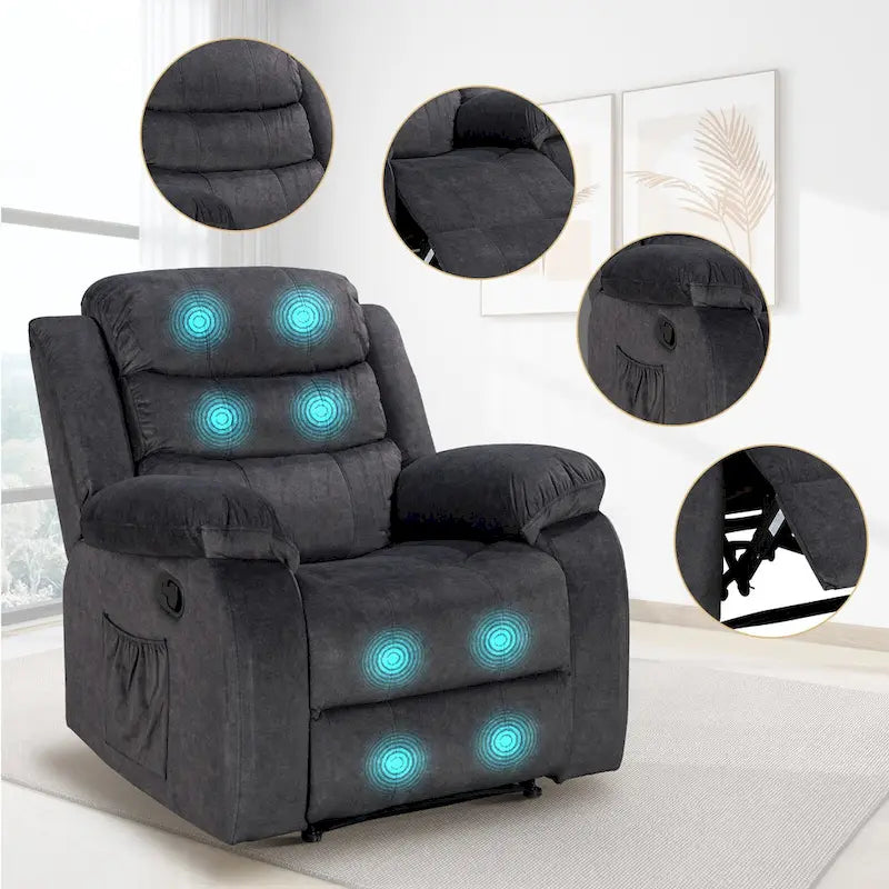 Sillón reclinable tapizado con vibración y calefacción