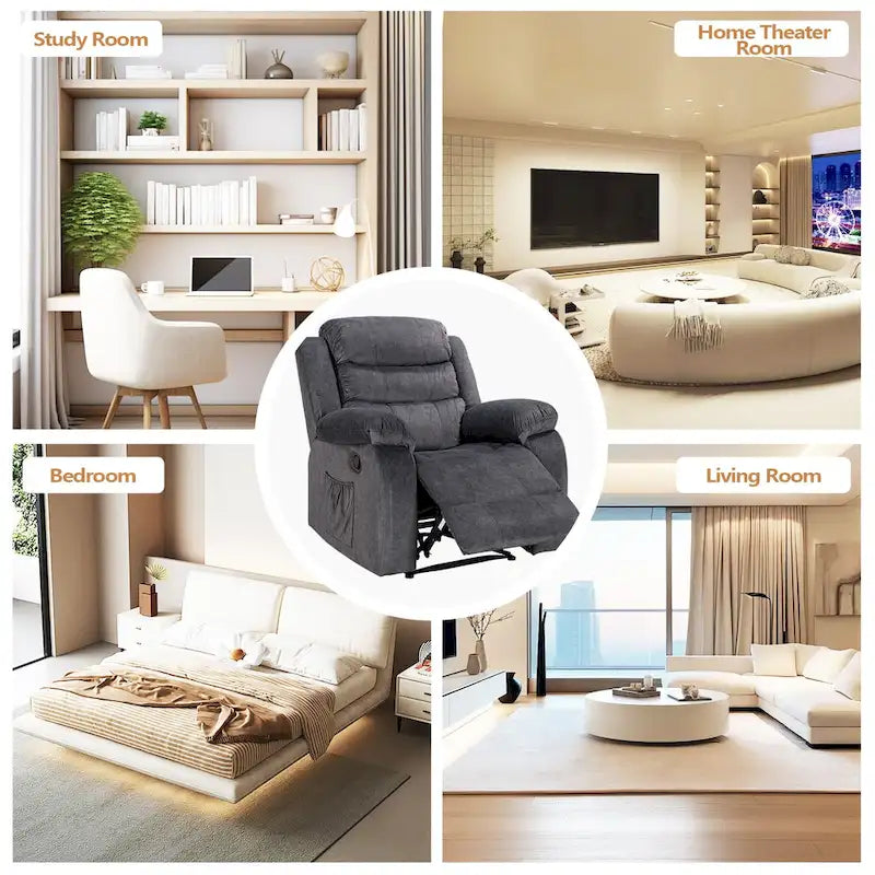 Sillón reclinable tapizado con vibración y calefacción