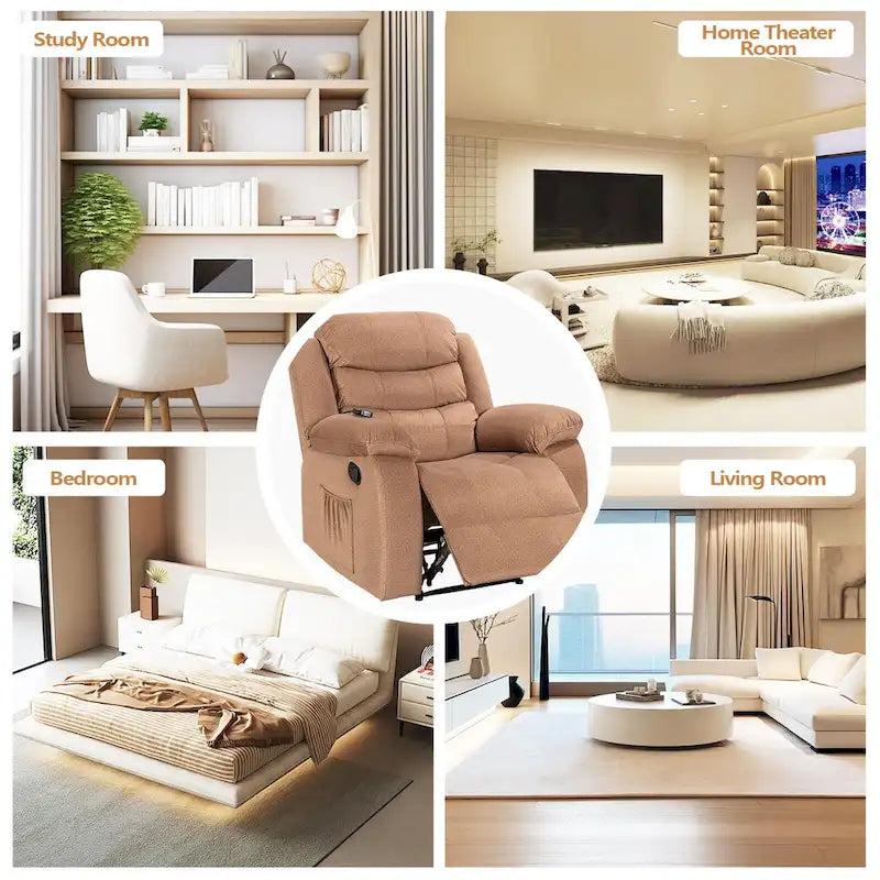 Sillón reclinable tapizado con vibración y calefacción