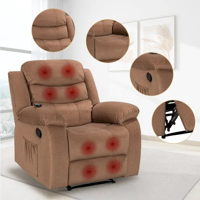 Sillón reclinable tapizado con vibración y calefacción