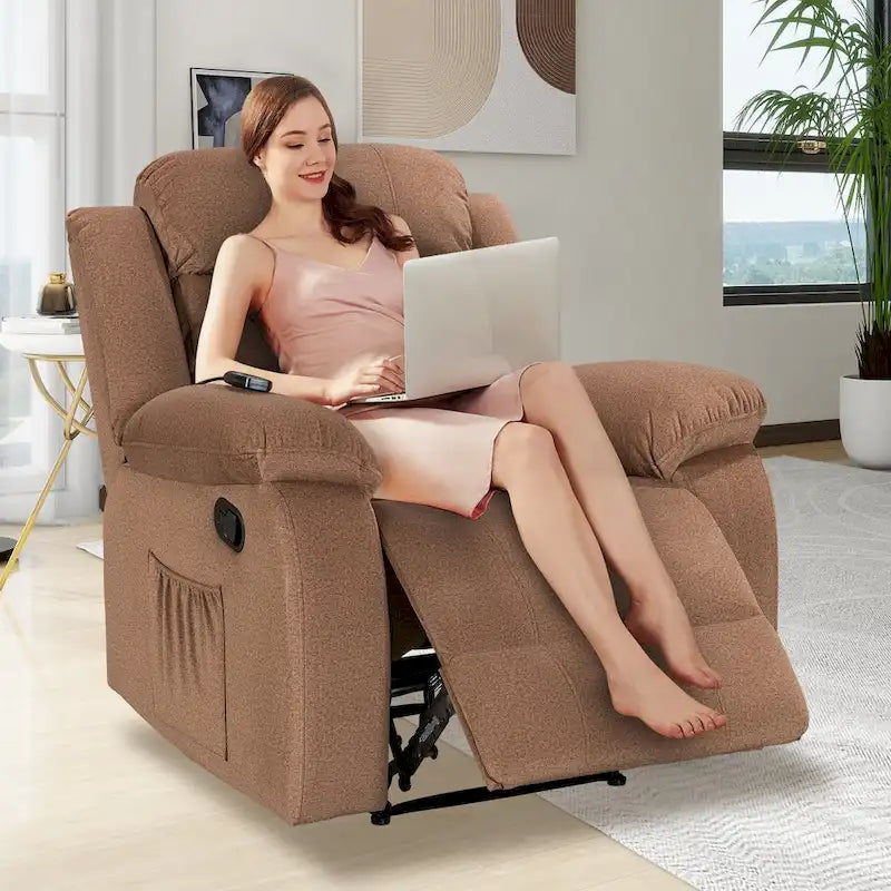 Sillón reclinable tapizado con vibración y calefacción