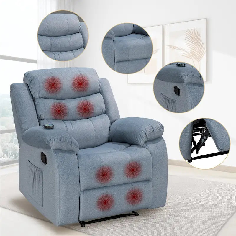 Sillón reclinable tapizado con vibración y calefacción