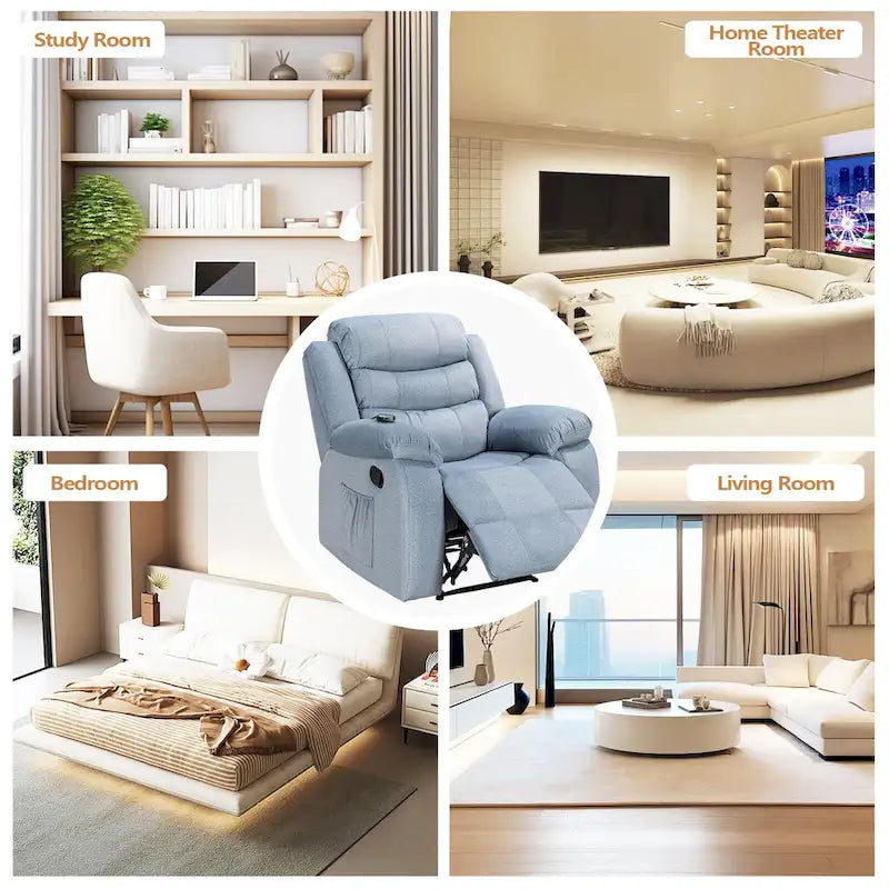 Sillón reclinable tapizado con vibración y calefacción