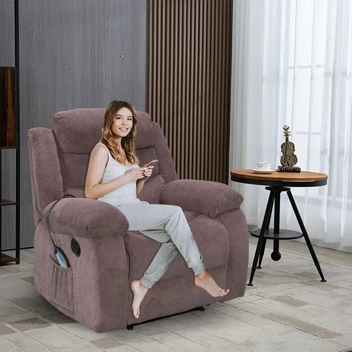Sillón reclinable tapizado con vibración y calefacción