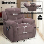 Sillón reclinable tapizado con vibración y calefacción