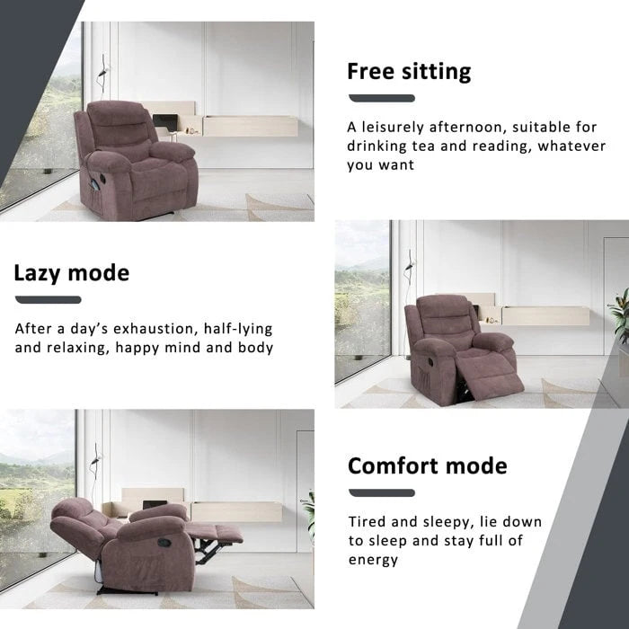 Sillón reclinable tapizado con vibración y calefacción