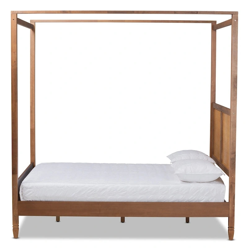 Cama con dosel de ratán sintético moderno