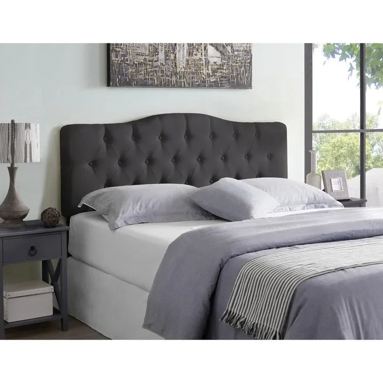 Cabecero tapizado con botones, altura ajustable, tejido acolchado premium