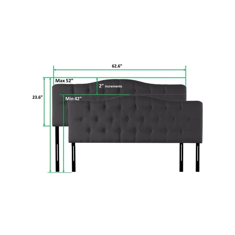 Cabecero tapizado con botones, altura ajustable, tejido acolchado premium