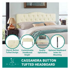 Cabecero tapizado con botones, altura ajustable, tejido acolchado premium