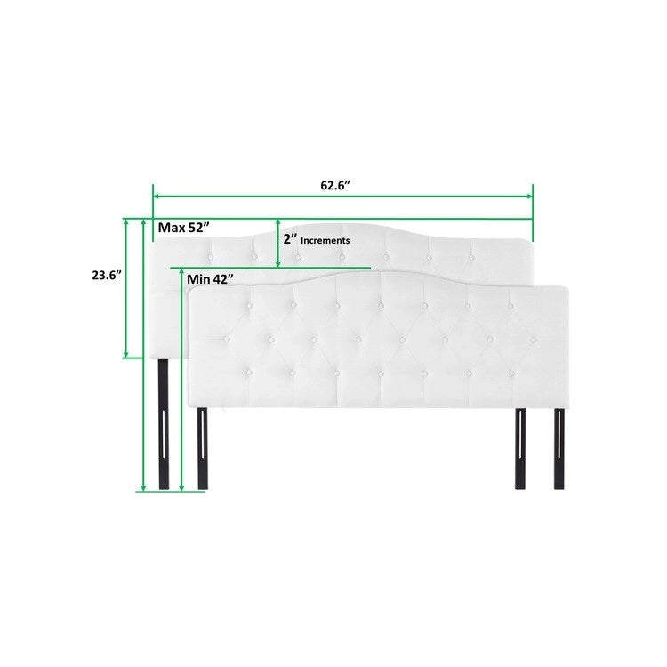 Cabecero tapizado con botones, altura ajustable, tejido acolchado premium
