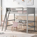Litera alta individual de madera maciza con escalera