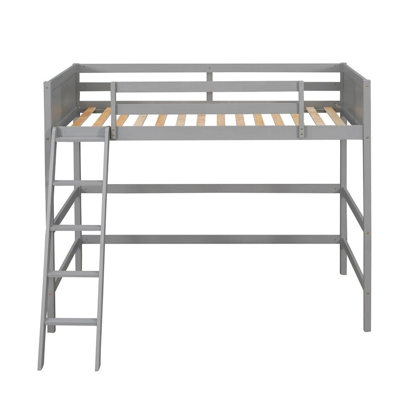Litera alta individual de madera maciza con escalera