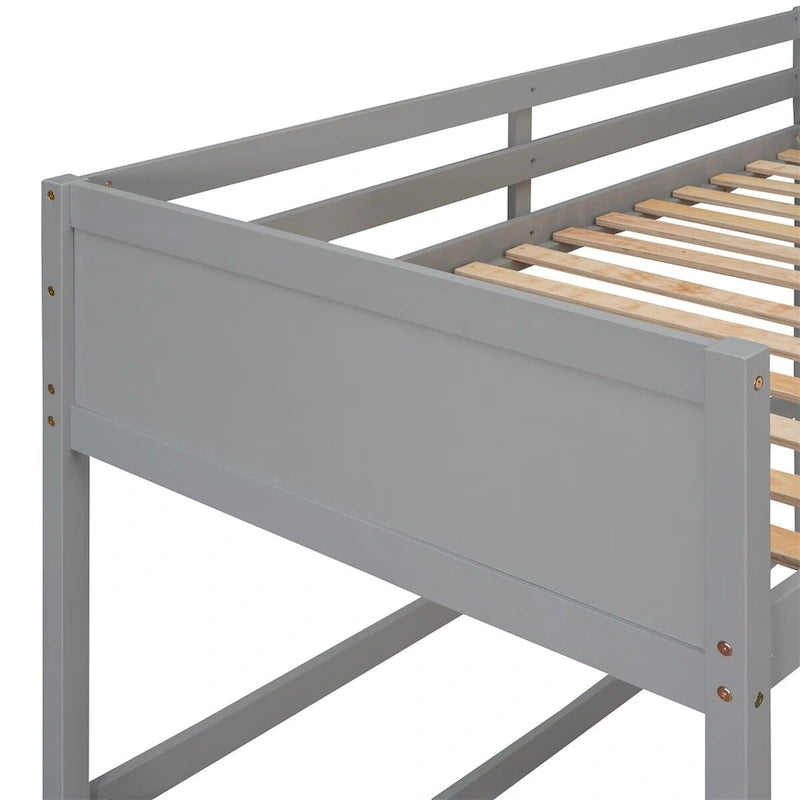 Litera alta individual de madera maciza con escalera