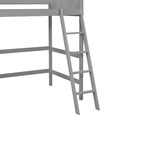 Litera alta individual de madera maciza con escalera