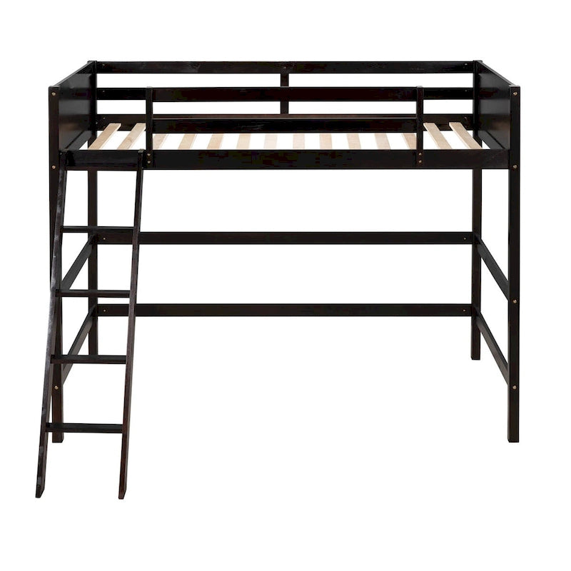 Litera alta individual de madera maciza con escalera