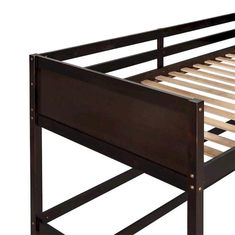 Litera alta individual de madera maciza con escalera