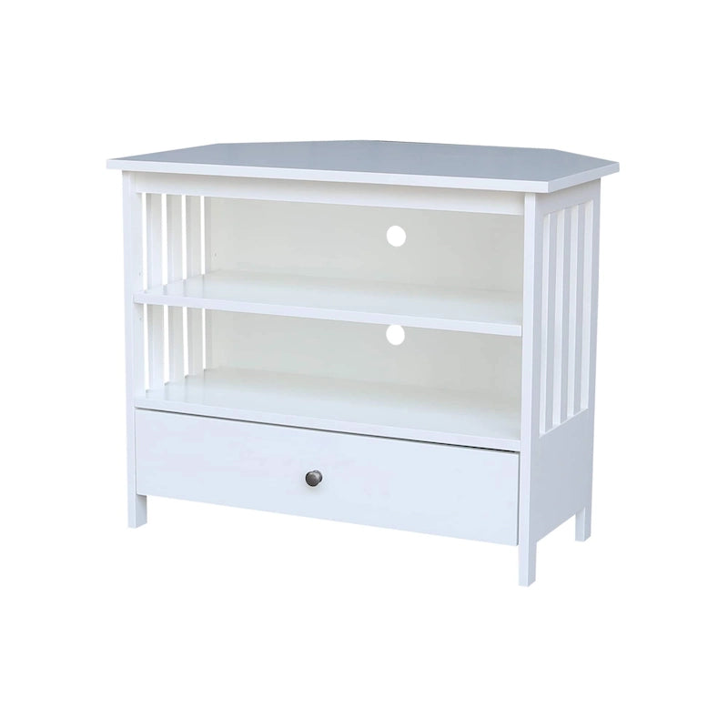 Mueble de TV de esquina con cajón y estantes