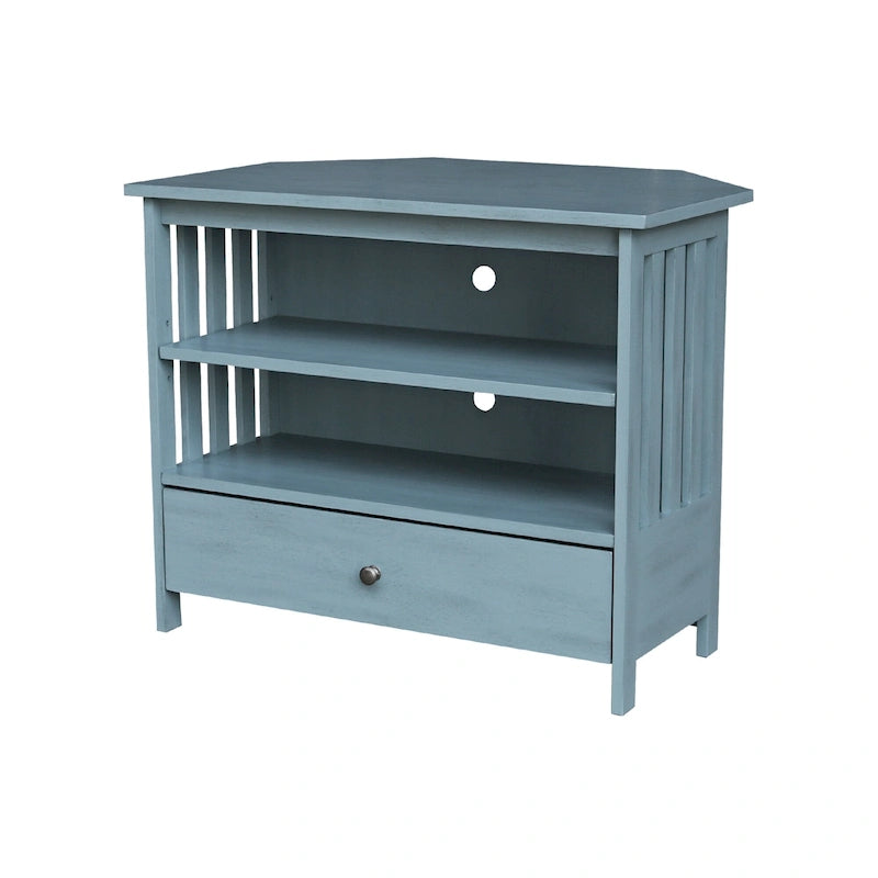 Mueble de TV de esquina con cajón y estantes
