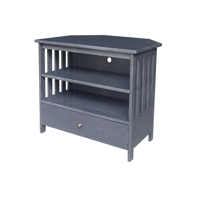 Mueble de TV de esquina con cajón y estantes