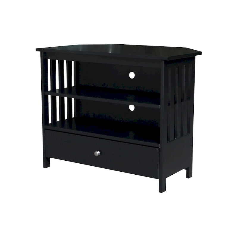 Mueble de TV de esquina con cajón y estantes