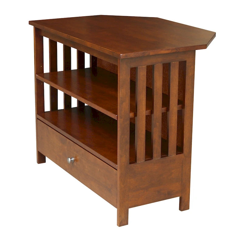 Mueble de TV de esquina con cajón y estantes