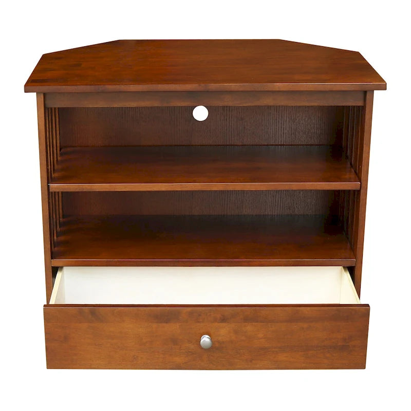 Mueble de TV de esquina con cajón y estantes