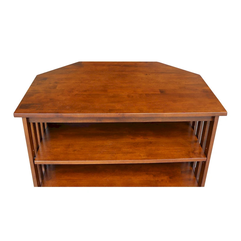 Mueble de TV de esquina con cajón y estantes