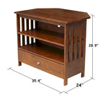 Mueble de TV de esquina con cajón y estantes