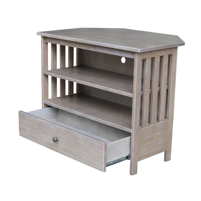 Mueble de TV de esquina con cajón y estantes