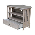 Mueble de TV de esquina con cajón y estantes