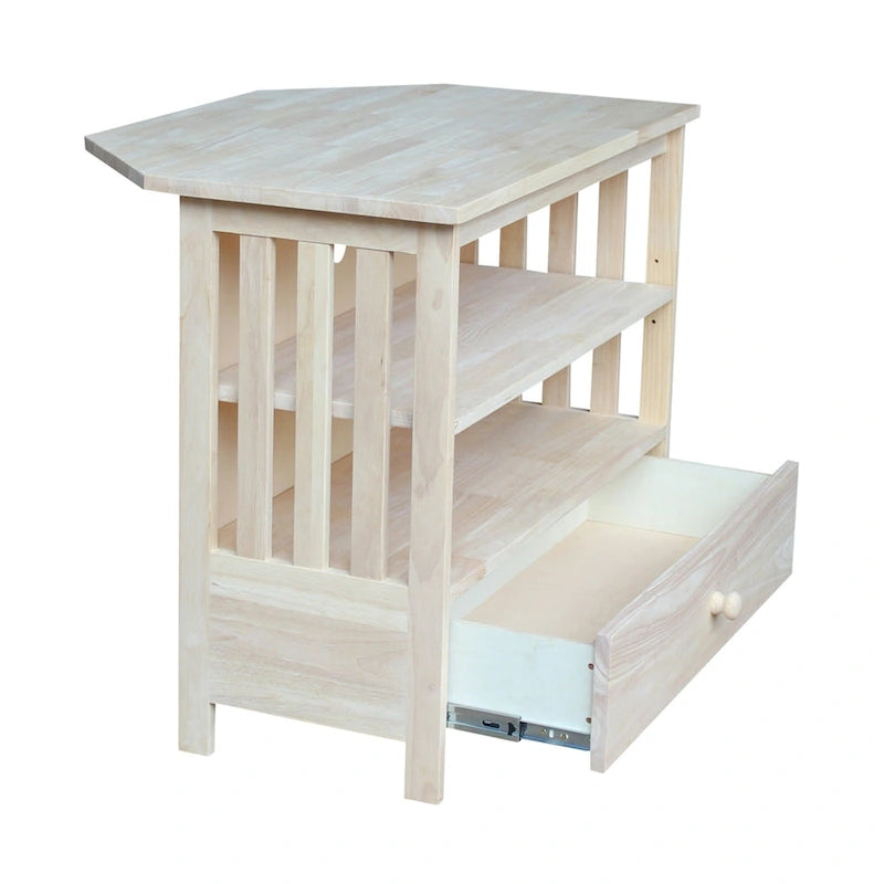 Mueble de TV de esquina con cajón y estantes