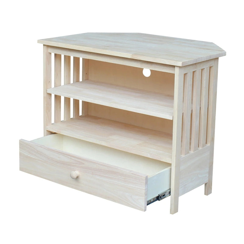Mueble de TV de esquina con cajón y estantes