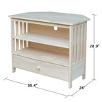 Mueble de TV de esquina con cajón y estantes