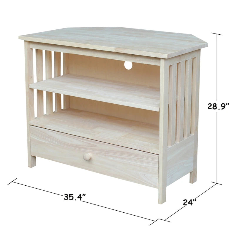 Mueble de TV de esquina con cajón y estantes